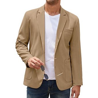 COOFANDY Men' Casual Linen Blazer Lightweight Regular Fit One Button Sport Coat Wedding Suit Jacket