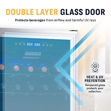 Newair Freestanding 43 Bottle Dual Zone Compressor Wine Fridge with Adjustable Racks