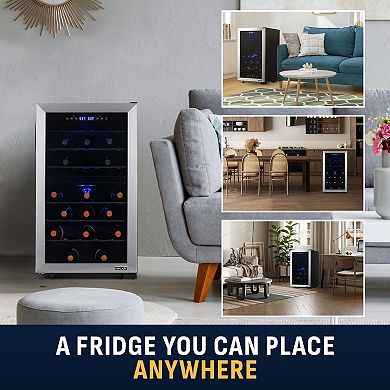 Newair Freestanding 43 Bottle Dual Zone Compressor Wine Fridge with Adjustable Racks