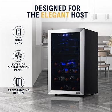 Newair Freestanding 43 Bottle Dual Zone Compressor Wine Fridge with Adjustable Racks