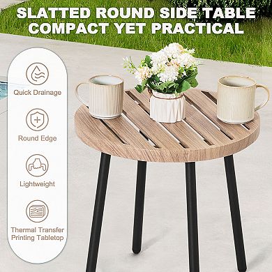 3-Piece Metal and PE Wicker Patio Bistro Set with Soft Cushions, Beige