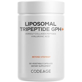 Codeage Liposomal Tripeptide GPH+, Verisol Collagen Peptides, Hyaluronic Acid, Skin Support, 120 ct
