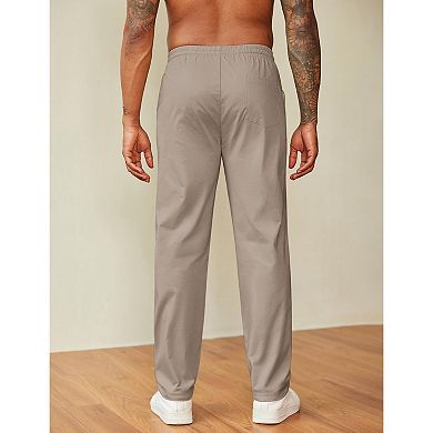 COOFANDY Men' Casual Pants Drawstring Elastic Waist Chino Pants Straight Leg Slacks Cotton Twill