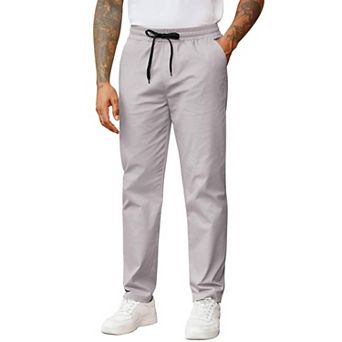 COOFANDY Men' Casual Pants Drawstring Elastic Waist Chino Pants Straight Leg Slacks Cotton Twill