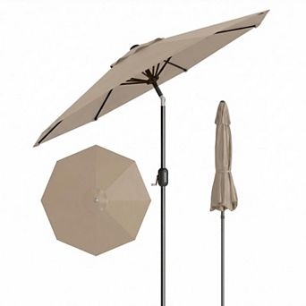 10FT Outdoor Patio Market Umbrella with Crank Lift & Tilt Function, 8 Sturdy Ribs, UV Protection