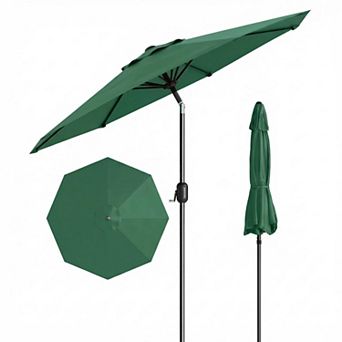 10FT Outdoor Patio Market Umbrella with Crank Lift & Tilt Function, 8 Sturdy Ribs, UV Protection