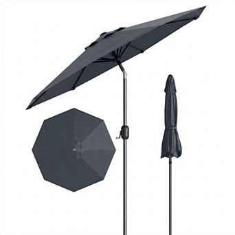 10FT Outdoor Patio Market Umbrella with Crank Lift & Tilt Function, 8 Sturdy Ribs, UV Protection