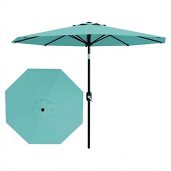 10FT Outdoor Patio Market Umbrella with Crank Lift & Tilt Function, 8 Sturdy Ribs, UV Protection