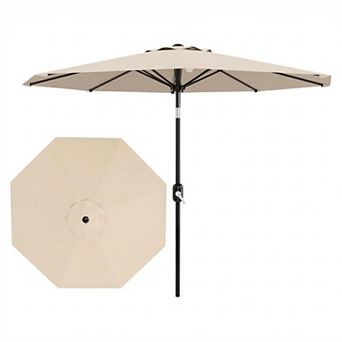 10FT Outdoor Patio Market Umbrella with Crank Lift & Tilt Function, 8 Sturdy Ribs, UV Protection