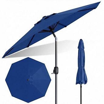 10FT Outdoor Patio Market Umbrella with Crank Lift & Tilt Function, 8 Sturdy Ribs, UV Protection
