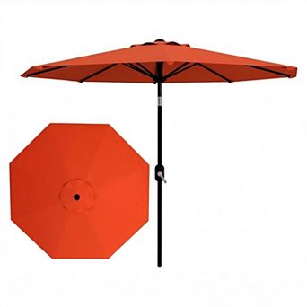 10FT Outdoor Patio Market Umbrella with Crank Lift & Tilt Function, 8 Sturdy Ribs, UV Protection