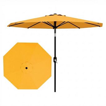 10FT Outdoor Patio Market Umbrella with Crank Lift & Tilt Function, 8 Sturdy Ribs, UV Protection
