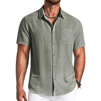 COOFANDY Men' Button Down Shirts Short Sleeve Casual Shirt Summer Beach Textured Shirts