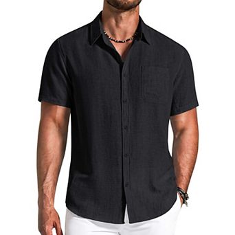 COOFANDY Men' Button Down Shirts Short Sleeve Casual Shirt Summer Beach Textured Shirts