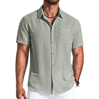 COOFANDY Men' Button Down Shirts Short Sleeve Casual Shirt Summer Beach Textured Shirts