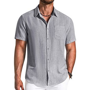 COOFANDY Men' Button Down Shirts Short Sleeve Casual Shirt Summer Beach Textured Shirts