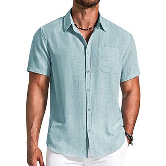 COOFANDY Men' Button Down Shirts Short Sleeve Casual Shirt Summer Beach Textured Shirts