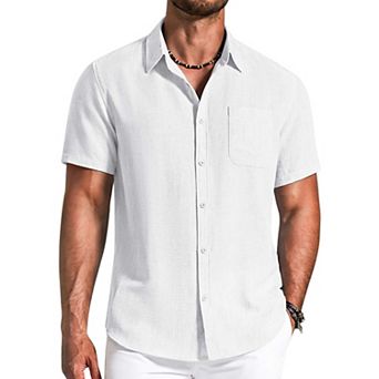 COOFANDY Men' Button Down Shirts Short Sleeve Casual Shirt Summer Beach Textured Shirts