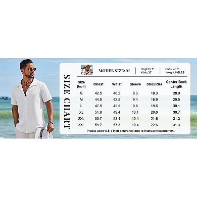 COOFANDY Men' Button Down Short Sleeve Casual Shirts Textured Summer Beach Hawaii Shirts