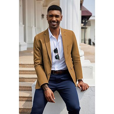 COOFANDY Mens Blazer Jacket Two-Button Casual Herringbone Sport Coats Slim Fit