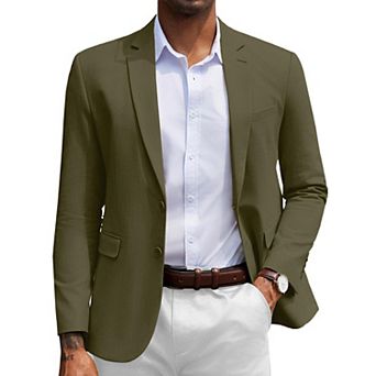 COOFANDY Mens Blazer Jacket Two-Button Casual Herringbone Sport Coats Slim Fit