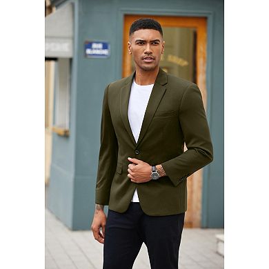 COOFANDY Grey Blazer Men Casual Knit Blazers Jacket One Button Notch Lapel Sports Coat