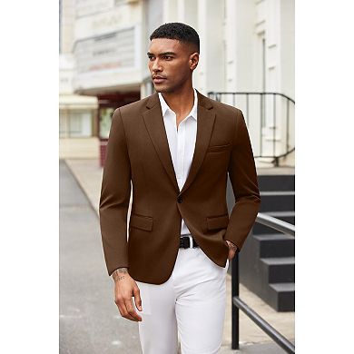 COOFANDY Grey Blazer Men Casual Knit Blazers Jacket One Button Notch Lapel Sports Coat