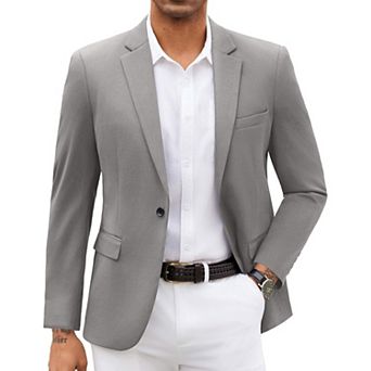 COOFANDY Grey Blazer Men Casual Knit Blazers Jacket One Button Notch Lapel Sports Coat