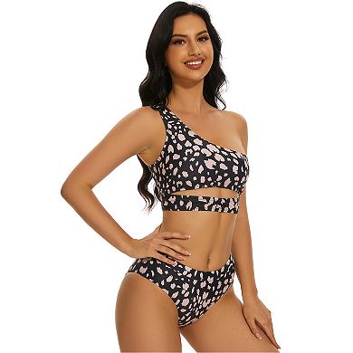 Women Cutout One Shoulder Bikini Swimsuits High Waisted Two Piece Bathing Suit
