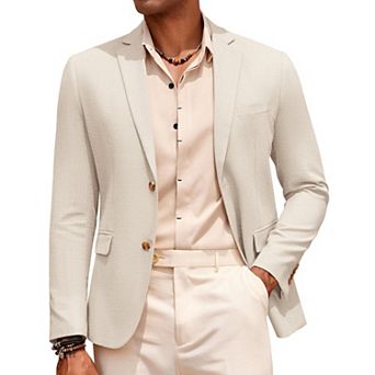 COOFANDY Mens Linen Suit Coat Cotton Linen Lightweight Jacket Regular Fit Linen Blazer Jakcet