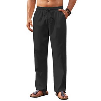 COOFANDY Men' Linen Pants Casual Beach Pants Lightweight Drawstring Summer Yoga Pants