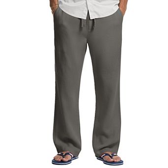 COOFANDY Men' Drawstring Linen Pants Casual Summer Beach Linen Trousers Lightweight Yoga Lounge