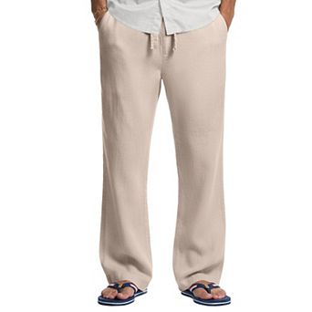 COOFANDY Men' Drawstring Linen Pants Casual Summer Beach Linen Trousers Lightweight Yoga Lounge