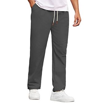 COOFANDY Mens Casual Chino Drawstring Pants Elastic Waist Straight Leg Twill Lounge Pants with