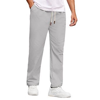 COOFANDY Mens Casual Chino Drawstring Pants Elastic Waist Straight Leg Twill Lounge Pants with