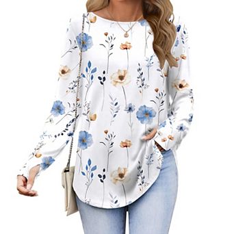Zeagoo Womens Long Sleeve Boho Tops Casual Loose T-Shirt Summer Cute Shirt Tee Tops Fall Blouses