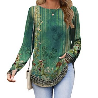 Zeagoo Womens Long Sleeve Boho Tops Casual Loose T-Shirt Summer Cute Shirt Tee Tops Fall Blouses