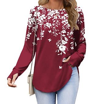 Zeagoo Womens Long Sleeve Boho Tops Casual Loose T-Shirt Summer Cute Shirt Tee Tops Fall Blouses