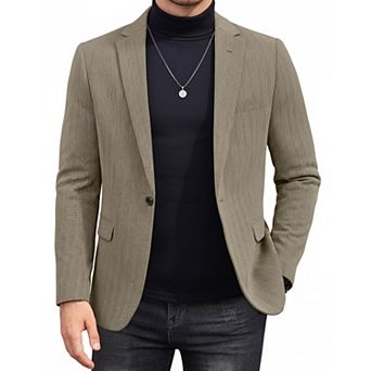 COOFANDY Men' Casual Blazer Notched Lapel One Button Sport Coats Herringbone Knit Suit Jacket for