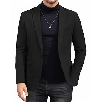 COOFANDY Men' Casual Blazer Notched Lapel One Button Sport Coats Herringbone Knit Suit Jacket for