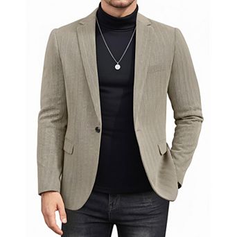 COOFANDY Men' Casual Blazer Notched Lapel One Button Sport Coats Herringbone Knit Suit Jacket for