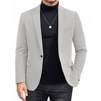 COOFANDY Men' Casual Blazer Notched Lapel One Button Sport Coats Herringbone Knit Suit Jacket for