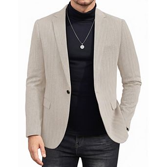 COOFANDY Men' Casual Blazer Notched Lapel One Button Sport Coats Herringbone Knit Suit Jacket
