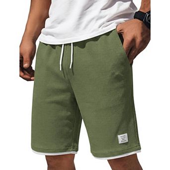 COOFANDY Mens Sweat Shorts 9 inch Stretch Waffle Golf Dress Shorts Casual Summer Beach Shorts