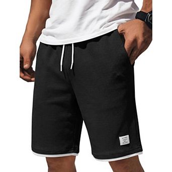 COOFANDY Mens Sweat Shorts 9 inch Stretch Waffle Golf Dress Shorts Casual Summer Beach Shorts