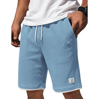 COOFANDY Mens Sweat Shorts 9 inch Stretch Waffle Golf Dress Shorts Casual Summer Beach Shorts