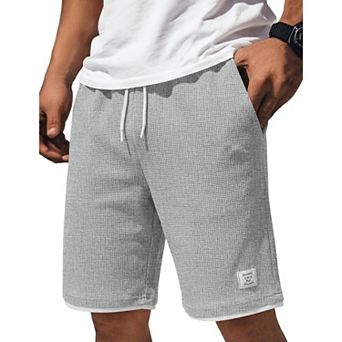 COOFANDY Mens Sweat Shorts 9 inch Stretch Waffle Golf Dress Shorts Casual Summer Beach Shorts