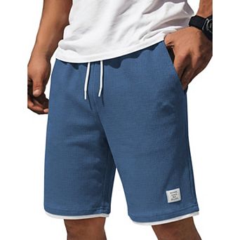 COOFANDY Mens Sweat Shorts 9 inch Stretch Waffle Golf Dress Shorts Casual Summer Beach Shorts