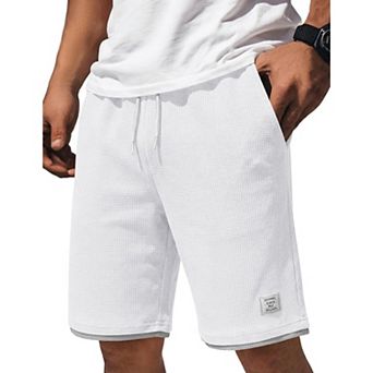 COOFANDY Mens Sweat Shorts 9 inch Stretch Waffle Golf Dress Shorts Casual Summer Beach Shorts