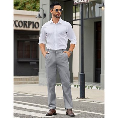 COOFANDY Men' Chinos Pants Regular Fit Flex Waistband Flat Front Golf Slacks Lightweight Trousers